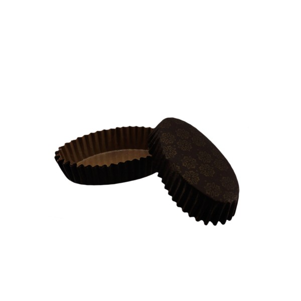 Kervan Cupcake Kalıbı Pet Kapsül Oval Varak Desen İşlemeli Kek Kalıbı (100 Adet) F11
