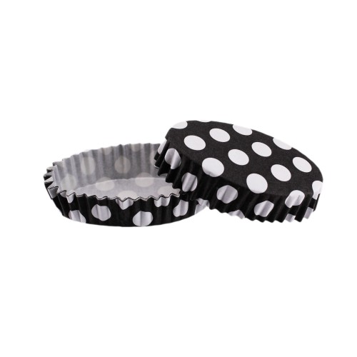 Cupcake Kalıbı Pet Kapsül Oval Model Kek Kalıbı (100 Adet) F11  Puantiyeli Siyah