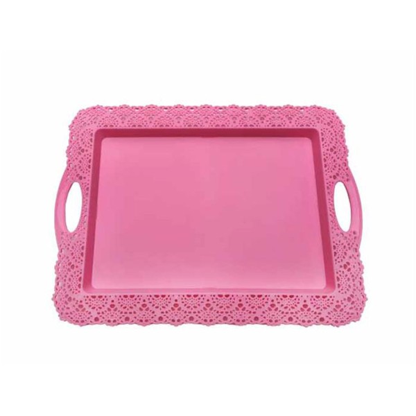 Kervan Plastik Tepsi Dantelli  Pembe