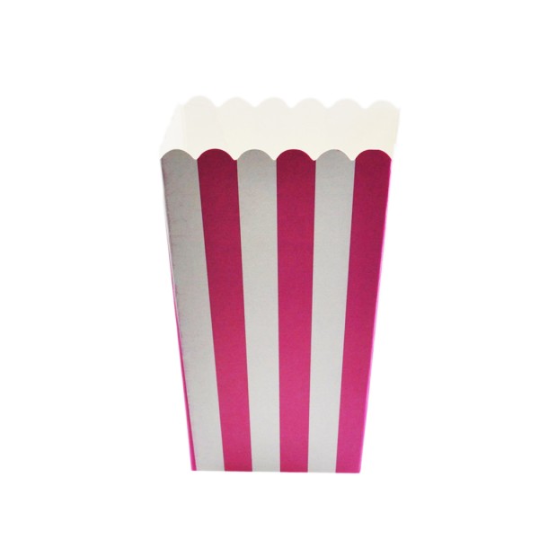 Kervan Popcorn Kutusu Karton Çizgili (Mısır Cips Kutusu) (10 Adet)  Pembe