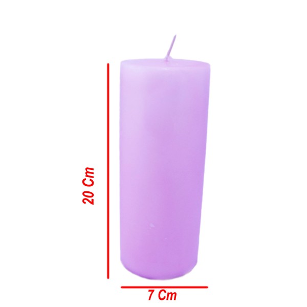 Kervan Silindir Mum Büyük Boy 20 CM  Pembe