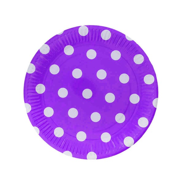 Kervan Tabak Karton Puantiyeli Mor 23 Cm (8 Adet)