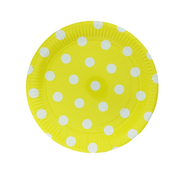 Kervan Tabak Karton Puantiyeli  Sarı 23 Cm (8 Adet)