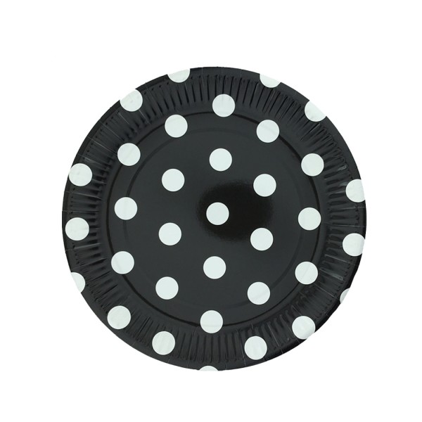 Kervan Tabak Karton Puantiyeli Siyah 23 Cm (8 Adet)