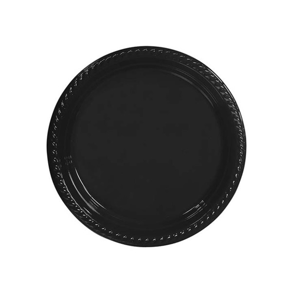 Kervan Plastik Tabak  26 CM (25 Adet)  Siyah