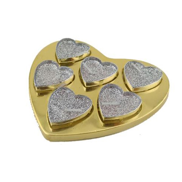 Kervan Tealight Mum  Simli Kalpli Kutulu (6 Adet)  Gümüş