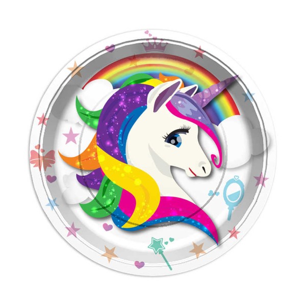 Kervan Unicorn Temalı Karton Tabak 23 Cm (8 Adet)
